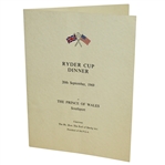 1969 Ryder Cup at The Prince of South Wales Southport Dinner Menu