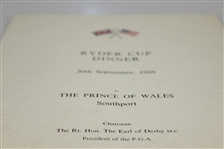 1969 Ryder Cup at The Prince of South Wales Southport Dinner Menu