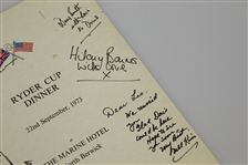 Multi-Signed 1973 Ryder Cup at The Marine Hotel North Berwick Dinner Menu JSA ALOA