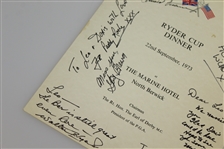 Multi-Signed 1973 Ryder Cup at The Marine Hotel North Berwick Dinner Menu JSA ALOA