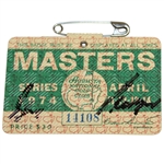 Gary Player Signed 1974 Masters Badge #14108 JSA ALOA