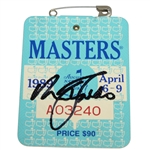 Nick Faldo Signed 1989 Masters Badge #A03240 JSA ALOA