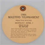 Jack Nicklaus Signed 1986 Masters Monday Paper Ticket #03302 JSA ALOA