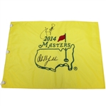 Jordan Spieth & Phil Mickelson Signed 2014 Masters Embroidered Flag JSA ALOA