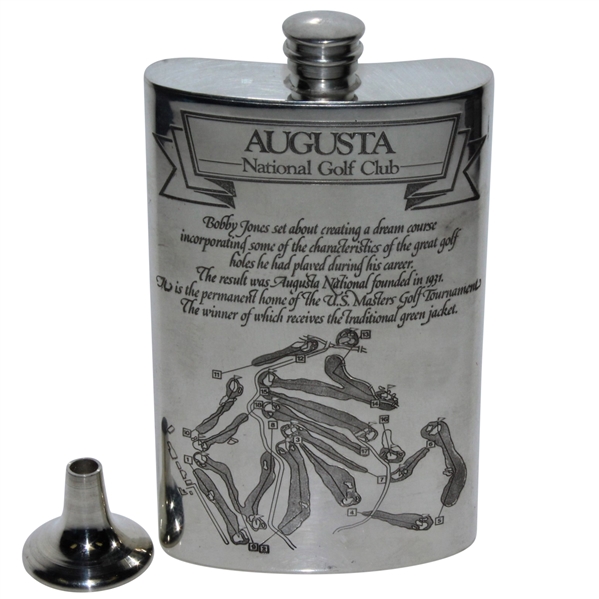 Augusta National Golf Club English Pewter Golf Flask with Funnel - Excellent Condition