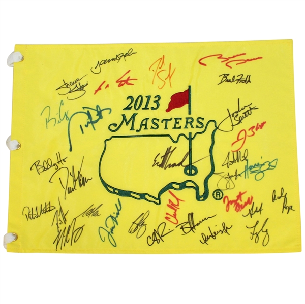 Multi-Signed 2013 Masters Embroidered Flag Including Full Spieth Sig JSA ALOA