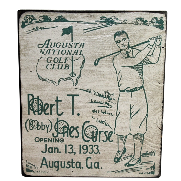 Bobby Jones Augusta National Golf Course Wooden Sign - 1933 Course Opening