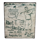 Bobby Jones Augusta National Golf Course Wooden Sign - 1933 Course Opening
