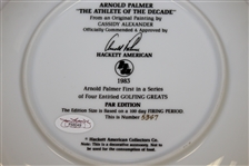 Arnold Palmer Signed 1983 'Athlete of the Decade' Golfing Greats Plate JSA #F68049