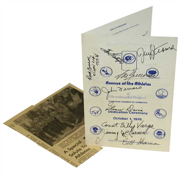 Multi-Signed with Ralph Guldahl Avenue of the Athletes October 1, 1976 Dedication Ceremony Pamphlet JSA ALOA