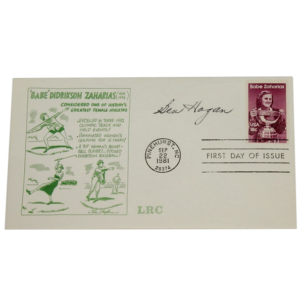 Ben Hogan Signed Babe Zaharias FDC JSA ALOA