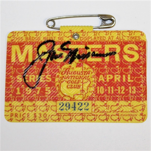 Jack Nicklaus Signed 1975 Masters Series Badge #29422 JSA ALOA
