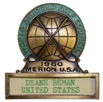 Deane Bemans 1960 World Amateur Golf Championship Contestant Badge - Merion USA