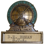 Deane Bemans 1964 World Amateur Golf Championship Contestant Badge - Rome, Italy