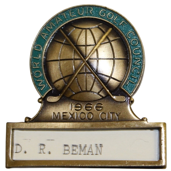 Deane Bemans 1966 World Amateur Golf Championship Contestant Badge - Mexico City
