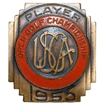 Deane Bemans 1955 US Open Championship at Olympic Club Contestant Badge