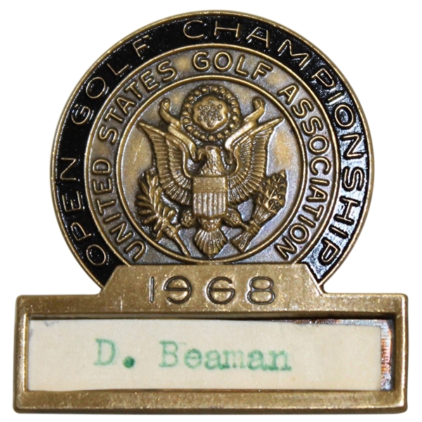 Deane Bemans 1968 US Open Championship at Oak Hill Contestant Badge