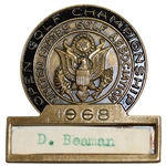 Deane Bemans 1968 US Open Championship at Oak Hill Contestant Badge