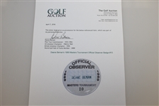 Deane Beman's 1989 Masters Tournament Official Observer Badge #10