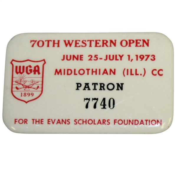 Deane Bemans 1973 Western Open at Midlothian CC Patron Badge #7740