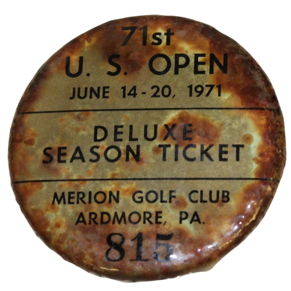 Deane Bemans 1971 US Open Championship at Merion Deluxe Season Ticket
