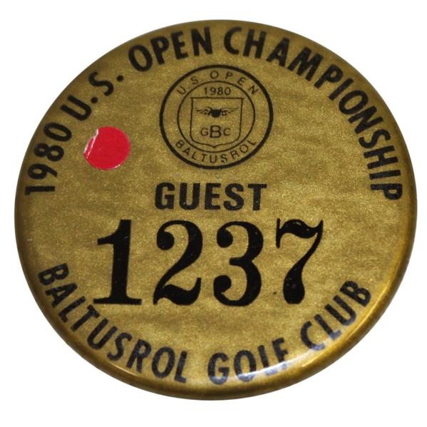 Deane Bemans 1980 US Open Championship at Baltusrol Golf Club Guest Badge #1237
