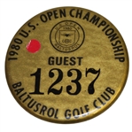 Deane Bemans 1980 US Open Championship at Baltusrol Golf Club Guest Badge #1237