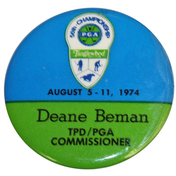 Deane Bemans 1974 PGA Championship at Tanglewood Commissioner Badge