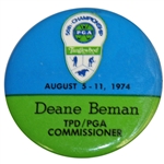 Deane Bemans 1974 PGA Championship at Tanglewood Commissioner Badge