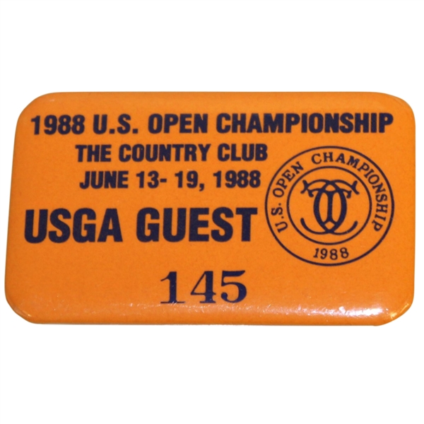 Deane Bemans 1988 US Open at The Country Club USGA Guest #145 Badge