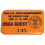 Deane Bemans 1988 US Open at The Country Club USGA Guest #145 Badge