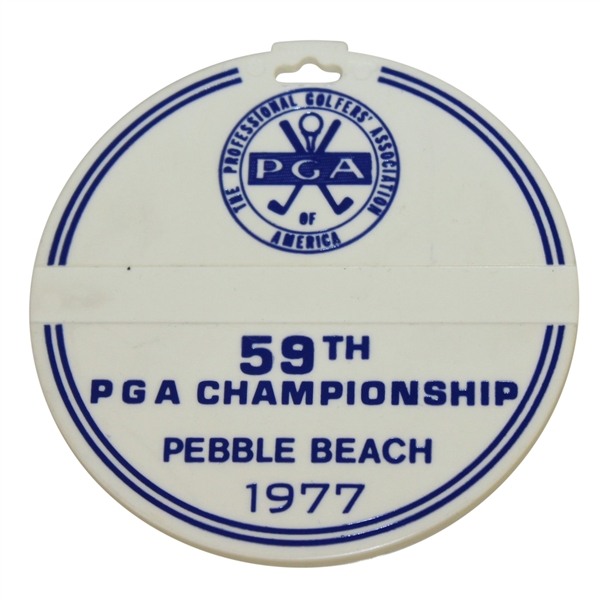 Deane Bemans 1977 PGA Championship at Pebble Beach Contestant Bag Tag