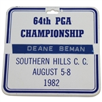 Deane Bemans 1982 PGA Championship at Southern Hills Contestant Bag Tag