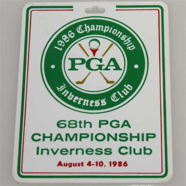 Deane Beman's 1986 PGA Championship at Inverness Club Contestant Bag Tag