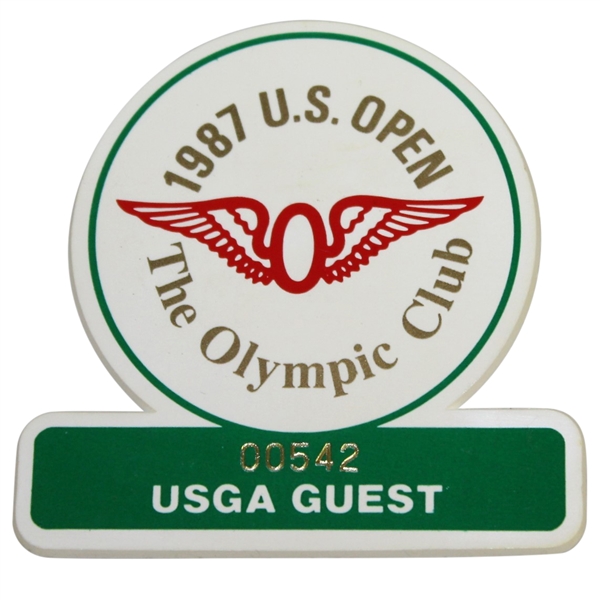 Deane Bemans 1987 US Open at The Olympic Club USGA Guest Badge #542