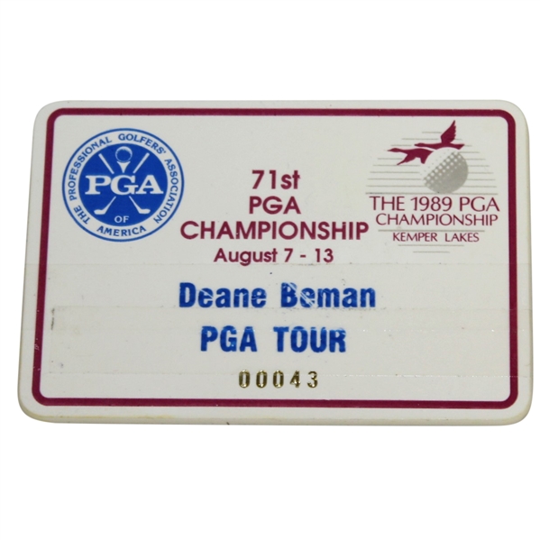 Deane Bemans 1989 PGA Championship at Kemper Lakes PGA Tour Badge #43