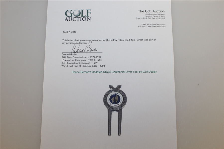 Deane Beman's Undated USGA Centennial Divot Tool by Golf Design