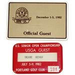 Deane Bemans 1982 Senior Majors Official Guest Badges - PGA and Open Championship
