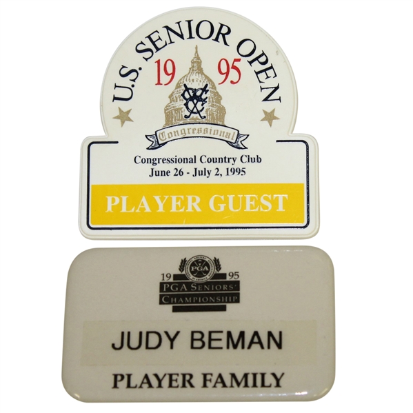 Judy Bemans 1995 PGA & US Senior Open Championship Player Family & Guest Badges