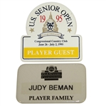Judy Bemans 1995 PGA & US Senior Open Championship Player Family & Guest Badges