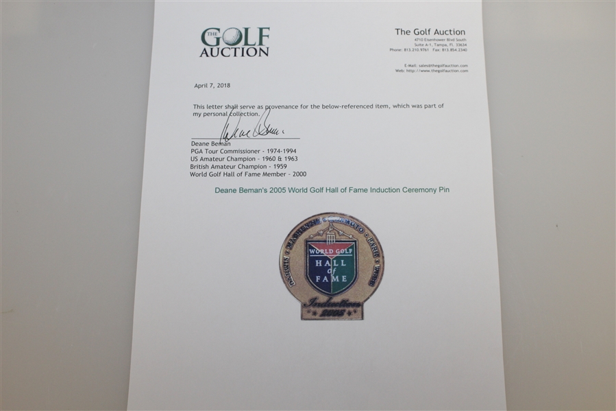 Deane Beman's 2005 World Golf Hall of Fame Induction Ceremony Pin