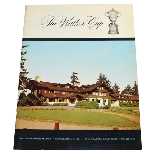 Deane Bemans 1961 The Walker Cup at The Seattle Golf Club Program 
