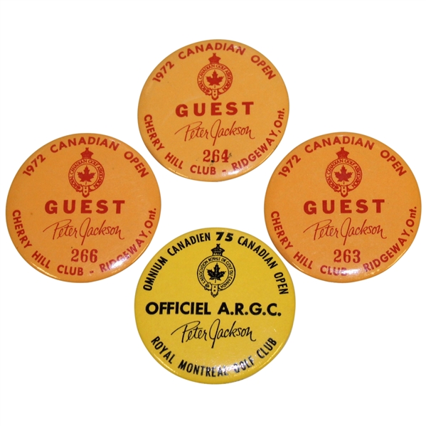 Deane Bemans 1972(x3) & 1975 Canadian Open Tournament Guest Badges