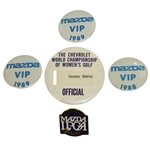 Deane Bemans The Mazda LPGA Pin, Mazda VIP Badges(x3), & Chevrolet Official Badge