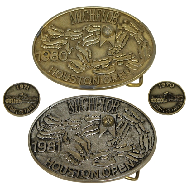 Deane Bemans 1980-1981 Houston Open Belt Buckles & 1970-1971 Contestant Markers