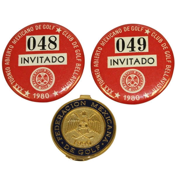 Deane Bemans Mexico Open Tournament Badges(x2) & Money Clip