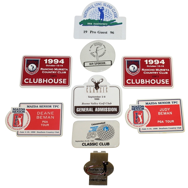 Deane Bemans Senior Open Badges: Mazda TPC, Raleys Gold Rush, Ameritech, Boone, & more