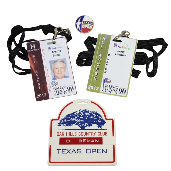 Deane Bemans Valero Texas Open Past Champ Badge with Texas Open Pin & Bag Tag