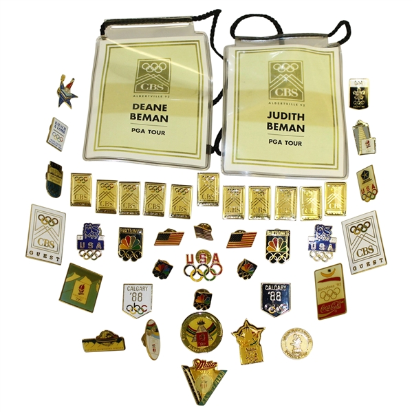 Deane Bemans Miscellaneous Olympics Pins, Badges, & Credentials