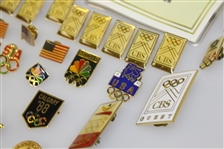 Deane Beman's Miscellaneous Olympics Pins, Badges, & Credentials
